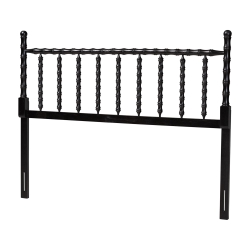 Baxton Studio Edaline Bamboo Motif Headboard - Crafted Wood Panel with Decorative Turned Spindle Design for Boho Costal Bedroom, King, Black